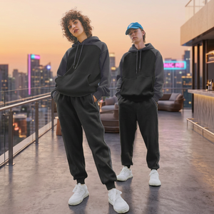 Unisex Tracksuit Hooded Full Sleeve Regular Fit Casual Wear Solid Color Breathable Polyester/Cotton Winter Style Elastic Waist - Product Image 1