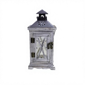 Farol de Madera Antiguo para Velas, Pequeño Portavelas Decorativo Colgante para Decoración Navideña del Hogar, Patio y Mesa - Product Image 1