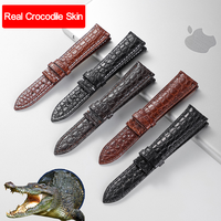 Bracelet de montre en cuir de crocodile véritable, qualité supérieure, peau animale de luxe, universel, véritable alligator, sans boucle