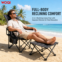 Chaise de camping inclinable 2 en 1 WOQI avec repose-pieds, chaise longue pliante en acier robuste 600D Oxford pour patio, plage, OEM