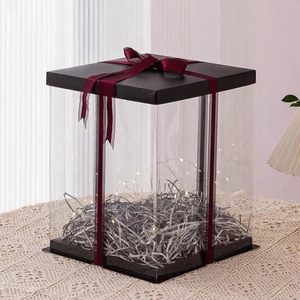 Clear Transparent Square Disposable Black PET <b>Cake</b> <b>Box</b> Embossing Custom Logo Luxury Gift <b>Box</b> for Food Grade <b>Weddings</b> Birthday - Product Image 3