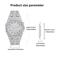 Montre pour homme PIN TIME PT106 entièrement sertie de diamants, style hip-hop, montre à quartz étanche avec date automatique, lumineuse, ronde, pour homme