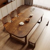Ensemble de table à manger en bois de haute qualité, table en bois massif en noyer d'Amérique du Sud avec finition époxy, table à manger unique