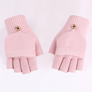 Nuevos Guantes de Lana <span class=keywords><strong>100</strong></span>% Tejidos con Diseño Jacquard a Rayas para Ciclismo de Invierno, Uso Diario, Cálidos, Tipo Concha, Medios Dedos - Product Image 2