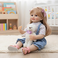 Muñeca Reborn de 55 cm, Muñeca de Juguete de Vinilo, Simulación de Bebé Realista con Cabello Largo