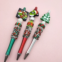 Stylos fantaisie en résine et strass, cadeaux de Noël en plastique à faire soi-même, fournitures de bureau promotionnelles, vente en gros de stylos DIY