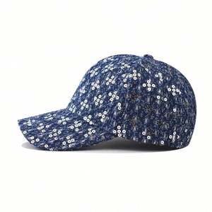 Casquettes de baseball en denim épais à sequins pour hommes et femmes, super confortables, de haute qualité, simples, bicolores - Product Image 4
