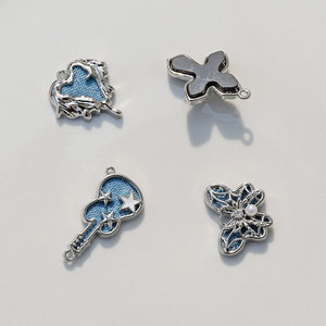 Colgante de mariposa azul con corazón y cruz para guitarra, de aleación chapada, accesorios de joyería para bricolaje de pendientes - Product Image 3