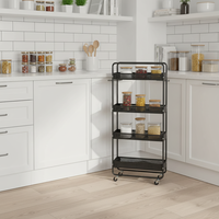 Chariot de rangement de cuisine multifonctionnel moderne à trois niveaux en fer, design étroit pour salle de bain et garage, idéal pour boissons et outils