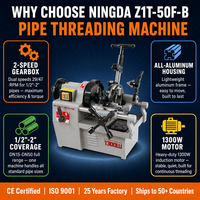 Machine à fileter les tuyaux NINGDA 1300W 2 pouces à moteur à induction pour filetages NPT/BSPT, tuyaux en acier