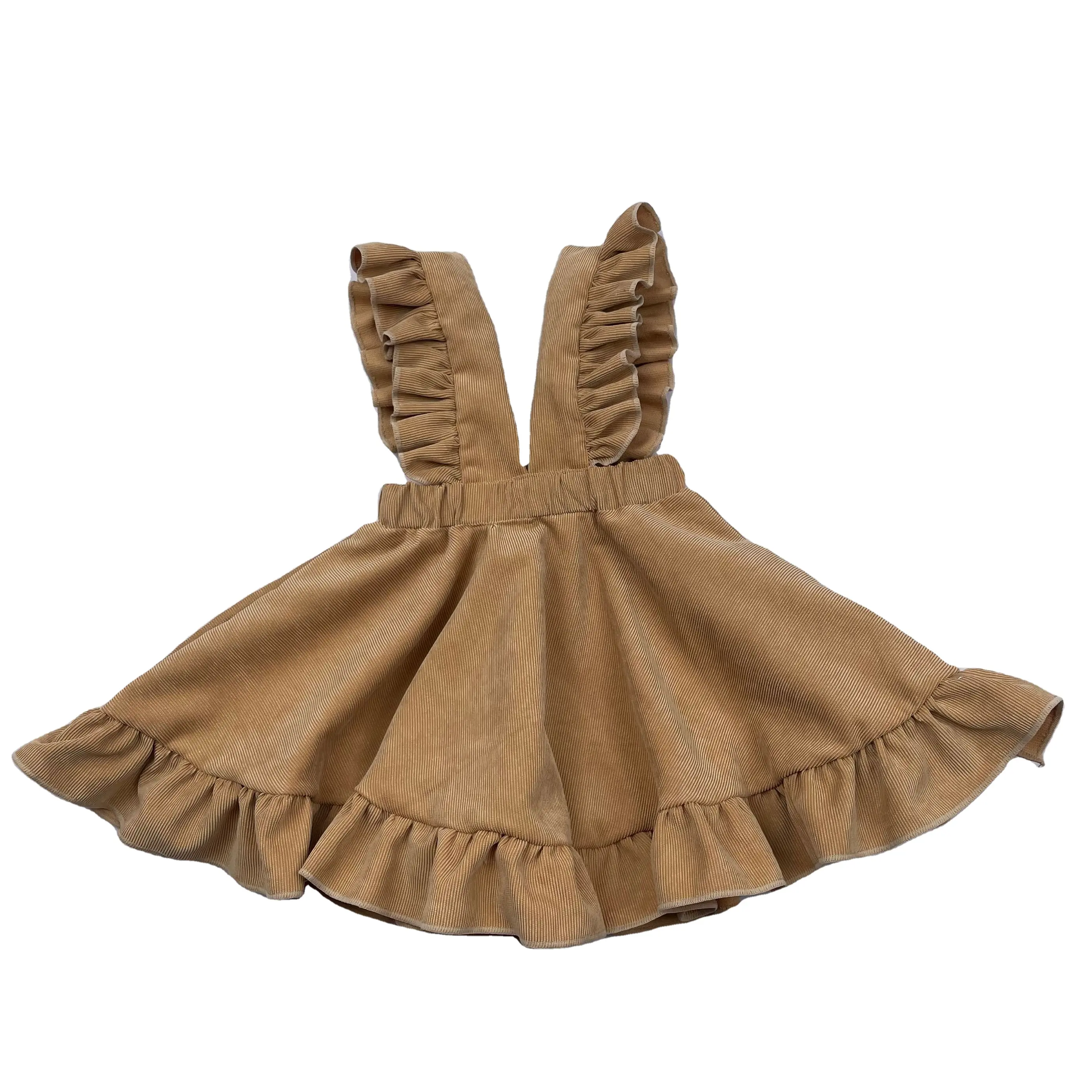 Ruffled Corduroy Skirts Kids Girls Back To School Suspender Skirt 4 To 5 Year Baby Girl Dress