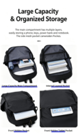 Sac à dos léger et tendance unisexe pour les affaires, les trajets quotidiens et l'école, grande capacité, multi-compartiments, avec poche latérale cachée pour ordinateur portable
