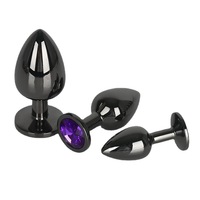 Couleur noire métal alliage d'aluminium 3 tailles Plug Anal Prostate Anal Sex Toy pour femme bijoux godemichet Anal