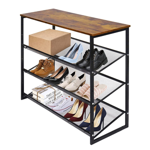 Metal and Wooden Top <b>Shoe</b> <b>Rack</b> Freestanding Organizer Modern <b>Storage</b> Adjustable <b>Shoe</b> <b>Rack</b> Stable Durable for Entryway furniture - Product Image 1