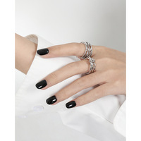 Bague à double couche en argent sterling S925 plaqué or 18 carats pour femmes - Tendance mariage