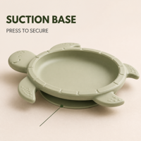 Plato de Silicona con Succión Personalizado al por Mayor, Plato de Alimentación para Bebés con Diseño de Tortuga, Libre de BPA, Libre de PVC, Libre de Ftalatos, para la Hora de Comer de los Niños Pequeños