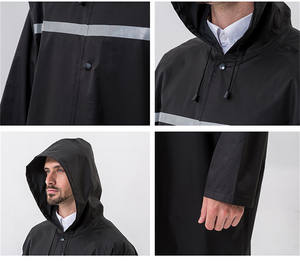 Impermeabile Pesante in Poliestere Antivento con Fodera e Nastro Riflettente, <span class=keywords><strong>Giacca</strong></span> <span class=keywords><strong>Antipioggia</strong></span> Rinforzata - Product Image 5