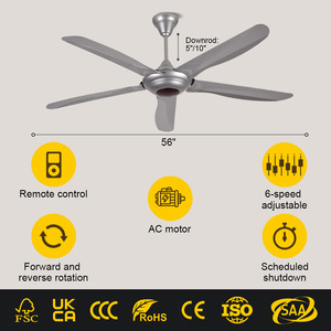 # Ventilador de Techo de 56 Pulgadas con Aspas de ABS, Motor AC, Refrigeración por Aire y Control Remoto, Venta al Por Mayor de Fábrica 3494 - Product Image 2