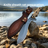 Couteau de survie d'extérieur à lame droite, manche antidérapant, étui en cuir, outil de camping, coupe précise, chasse, randonnée, EDC, vente en gros OEM
