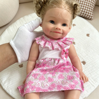 16 Zoll realistische Ganzkörper-Silikon-Reborn-Babypuppe mit blonden lockigen Haaren, Mädchen, für Sammler, Geschenk, Fotografie-Requisite
