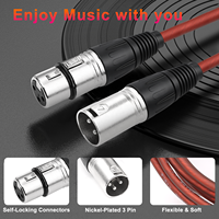 Câble de microphone XLR 6 pieds, lot de 2, mâle-femelle, 3 broches, gaine en PVC, cordons de raccordement DMX pour microphone