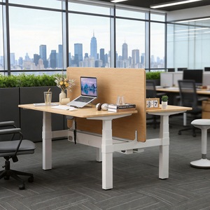 Height <b>Adjustable</b> Double Person Office Desk With Electric Four Motor Lifting Function For Standing And Sitting Work - Product Image 4