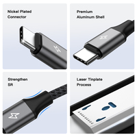 Câble UNIEAN C vers C 60W, charge rapide, transfert de données, cordon de charge durable en nylon tressé, compatible avec les tablettes et ordinateurs portables Android