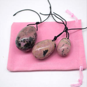 Top Popular Natural Rhodonite Jade Egg Gemstone Kegel Ball Masajeador facial para resiliencia emocional Bienestar Aplicación corporal - Product Image 3