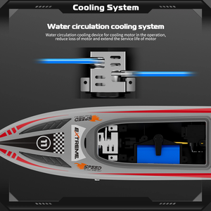 Barco teledirigido Flytec V003 2.4G de alta velocidad, 25 km por hora, escala 1:16, alcance de 150 m, refrigeración por agua, auto-nivelante, luz LED, con baterías y USB - Product Image 2