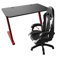 Ensemble Chaise et Table de Gaming de Haute Qualité en Gros d'Usine, Lumières LED RGB, Design en Z, Surface en Bois, Grande Taille, Combo Bureau Informatique