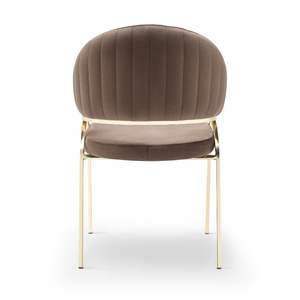 Silla de Comedor Moderna Minimalista de Metal Tapizada en Color Marrón con Estructura Dorada, Muebles para el Hogar - Product Image 4