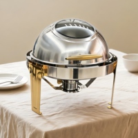 Ensemble de réchauds de luxe à couvercle roulant, chauffe-plats commerciaux en acier inoxydable pour buffet avec supports à combustible, équipement de restauration