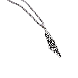 Calligrafia araba scritta corano collana in acciaio inox palestino mappa con <span class=keywords><strong>Allah</strong></span> placcato oro 18K gioielli alla moda - Product Image 4