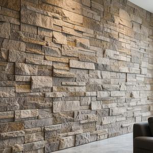 Panel de Pared 3D con Diseño de Ondas, Revestimiento Decorativo Ecológico, Panel de Piedra Artificial de Poliuretano - Product Image 1