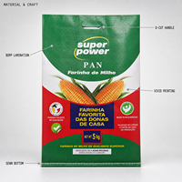 Sac tissé en PP laminé BOPP pour farine de maïs 5kg avec poignée, logo personnalisé, vente en gros
