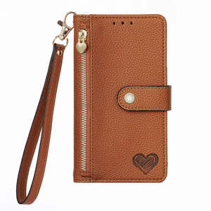 Pour Samsung Galaxy S23/S24 Ultra Zipper Design Wallet case Pouch avec corde, Fashion Heart Flip case Cover pour Galaxy A54 5G - Product Image 4