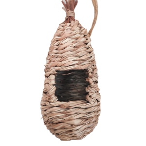 Cage de maison d'oiseau en paille naturelle faite à la main nid d'oiseau en herbe <span class=keywords><strong>cabane</strong></span> suspendue extérieure accessoire pour animaux de compagnie tissé à la main nid de colibri - Product Image 1