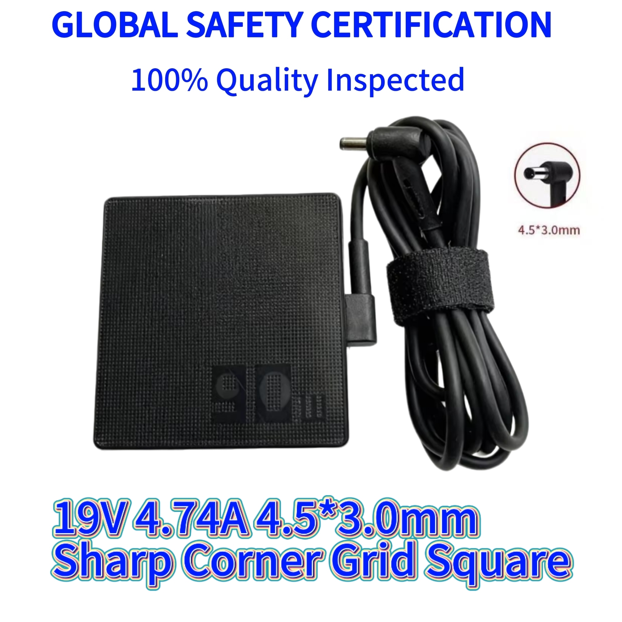 Sharp Corner Grid Square black 19V 4.74A 4.5*3.0mm