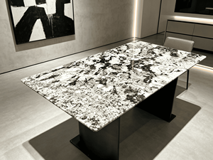 Table à manger rectangulaire moderne en quartzite bleu montagne naturel de luxe, table à manger en marbre de luxe pour villa, maison, hôtel - Product Image 2