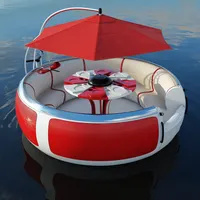 Donut Bbq Boat Entertainment Party Barbeque Water Leisure Canopy Barbecue Grill Floating Electric Donut Bbq Boat