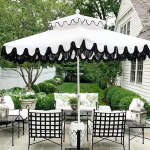 2.7m Large Custom Aluminum Pole Hotel Furniture Two-Tier Scalloped Parasol Patio Swimming Pool Sun Outdoor Garden Beach Umbrella