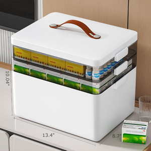 Nhà xách tay công suất lớn 3 Tier tủ thuốc hộp tổ chức với da xử lý và nắp đậy - Product Image 5