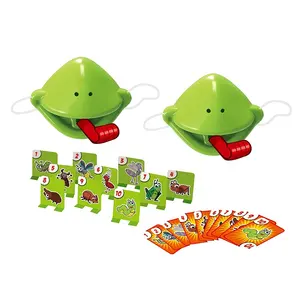 Creative green mouth quick tongue educational indoor table toys set for kids