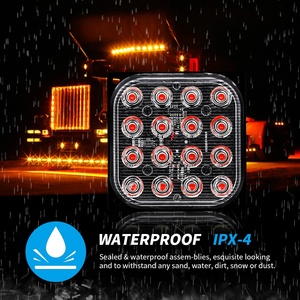 HFL LED voiture Fso Flash carré stroboscopes 16LED clignotant lumières stroboscopiques d'urgence côté marqueur lampe feu de stationnement pour camion - Product Image 6