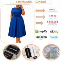 Robe Africaine Tendance J8667 pour Femme – Élégante Robe Décontractée à Fleurs 3D, Taille Haute, Col Rond, Manches Courtes – Idéale pour le Bureau