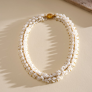 Collier vintage en perles, chaîne torsadée, collier simple et géométrique pour femme - Product Image 2