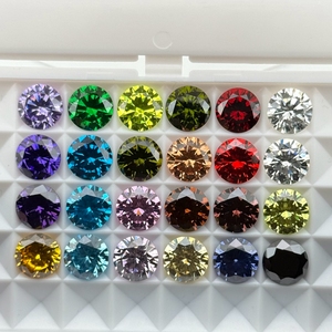 Piedras de Circonia Cúbica Redondas de 4mm 6mm 8mm 10mm 12mm, Color Amarillo, Verde y Rosa, Circonia Sintética, Material de Circonio Tratado Térmicamente - Product Image 2