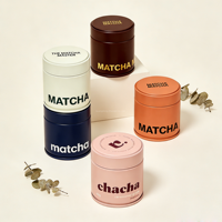Vente flash - Contenant d'emballage rond en métal, impression de logo personnalisée, boîte à sucre, thé en poudre, matcha, avec couvercle à vis, hermétique, 30g