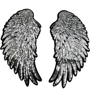 Patch en tissu thermocollant et à coudre, broderie appliquée de grandes ailes d'ange à paillettes, personnalisé de luxe, écologique, pour veste, robe, costume, toile