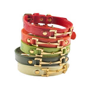 Luxury Fashion Reliable Soft Touch Padded Sturdy Durable PU Leather Comfy <b>Dog</b> <b>Collar</b> Leash Gold Zinc Alloy Accessories ISO9001 - Product Image 2